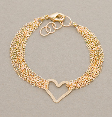 State Thick Cable and Heart Bracelet